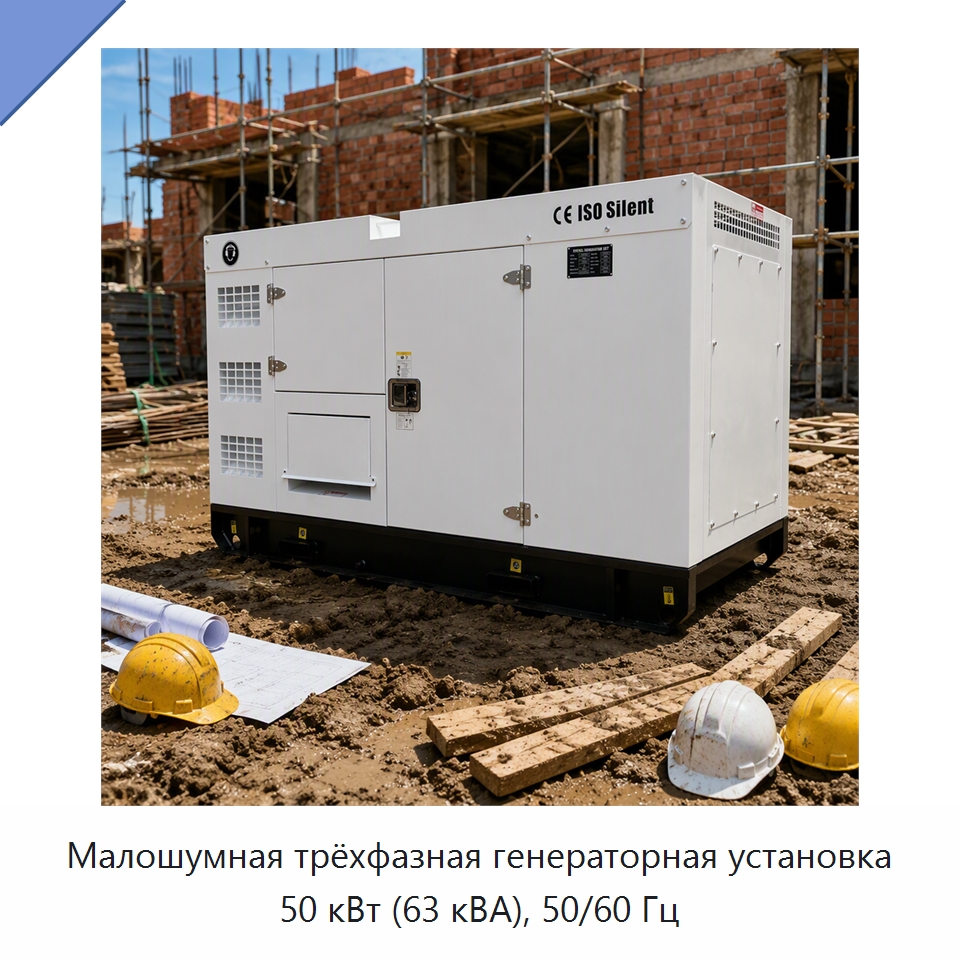 Малошумная трёхфазная генераторная установка 50 кВт (63 кВА), 50/60 Гц — Дизельные генераторы