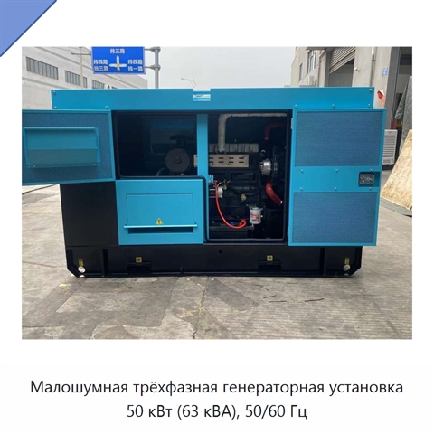 Малошумная трёхфазная генераторная установка 50 кВт (63 кВА), 50/60 Гц