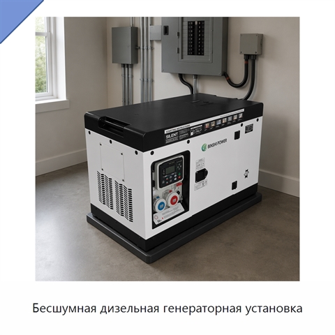 Бесшумная переносная дизельная генераторная установка на колёсах