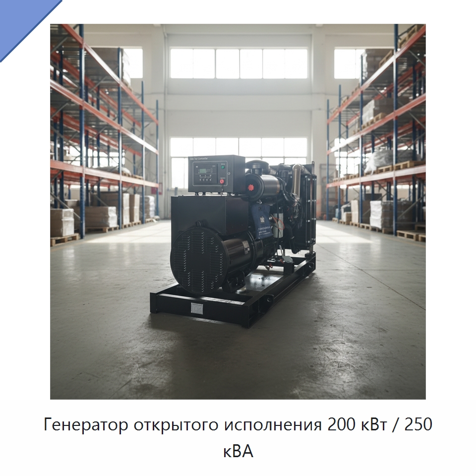 Генератор открытого исполнения 200 кВт / 250 кВА — Дизельные генераторы
