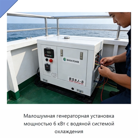 Малошумная генераторная установка мощностью 6 кВт с водяной системой охлаждения