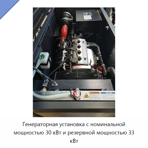 Генераторная установка с номинальной мощностью 30 кВт и резервной мощностью 33 кВт