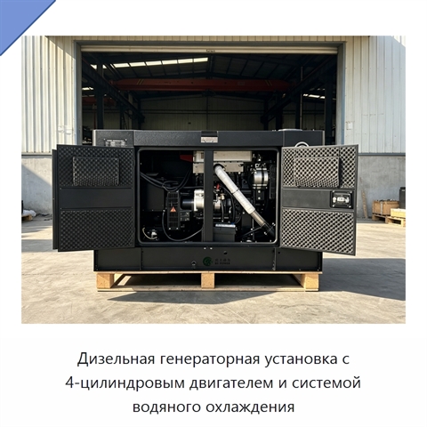 Дизельная генераторная установка с 4-цилиндровым двигателем и системой водяного охлаждения