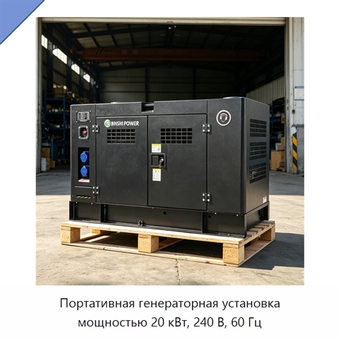 Портативная генераторная установка мощностью 20 кВт, 240 В, 60 Гц