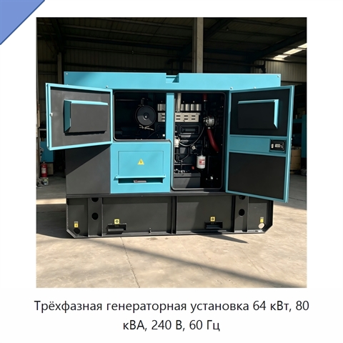 Трёхфазная генераторная установка 64 кВт, 80 кВА, 240 В, 60 Гц