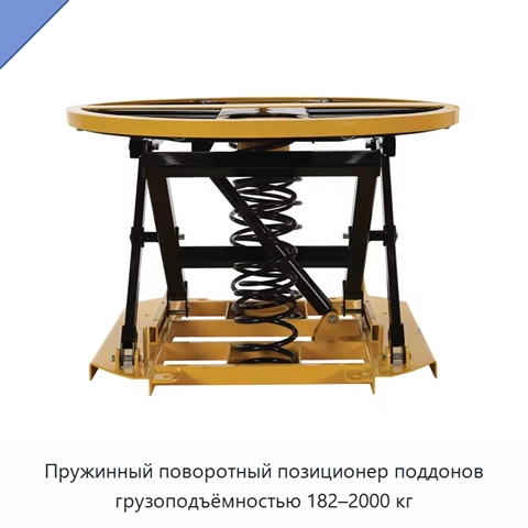 Пружинный поворотный позиционер поддонов грузоподъёмностью 182–2000 кг