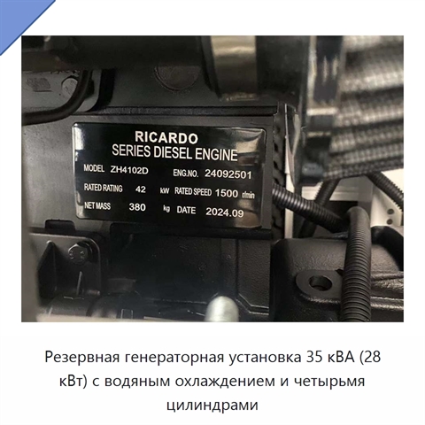 Резервная генераторная установка 35 кВА (28 кВт) с водяным охлаждением и четырьмя цилиндрами