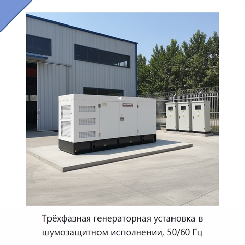 Трёхфазная генераторная установка в шумозащитном исполнении, 50/60 Гц