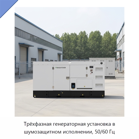 Трёхфазная генераторная установка в шумозащитном исполнении, 50/60 Гц