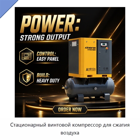Стационарный винтовой компрессор для сжатия воздуха