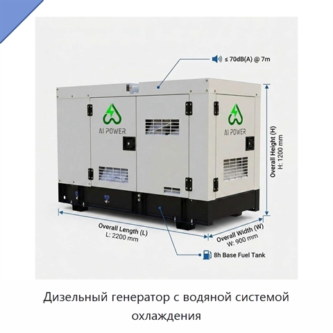Дизельный генератор с водяной системой охлаждения