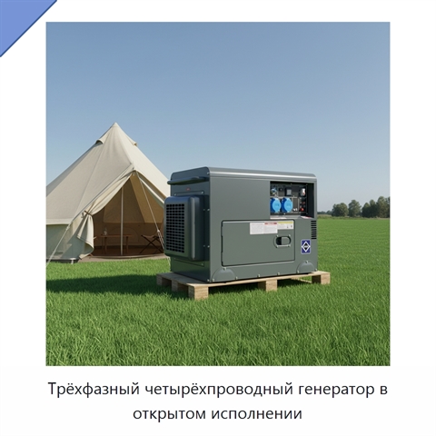 Трёхфазный четырёхпроводный генератор в открытом исполнении