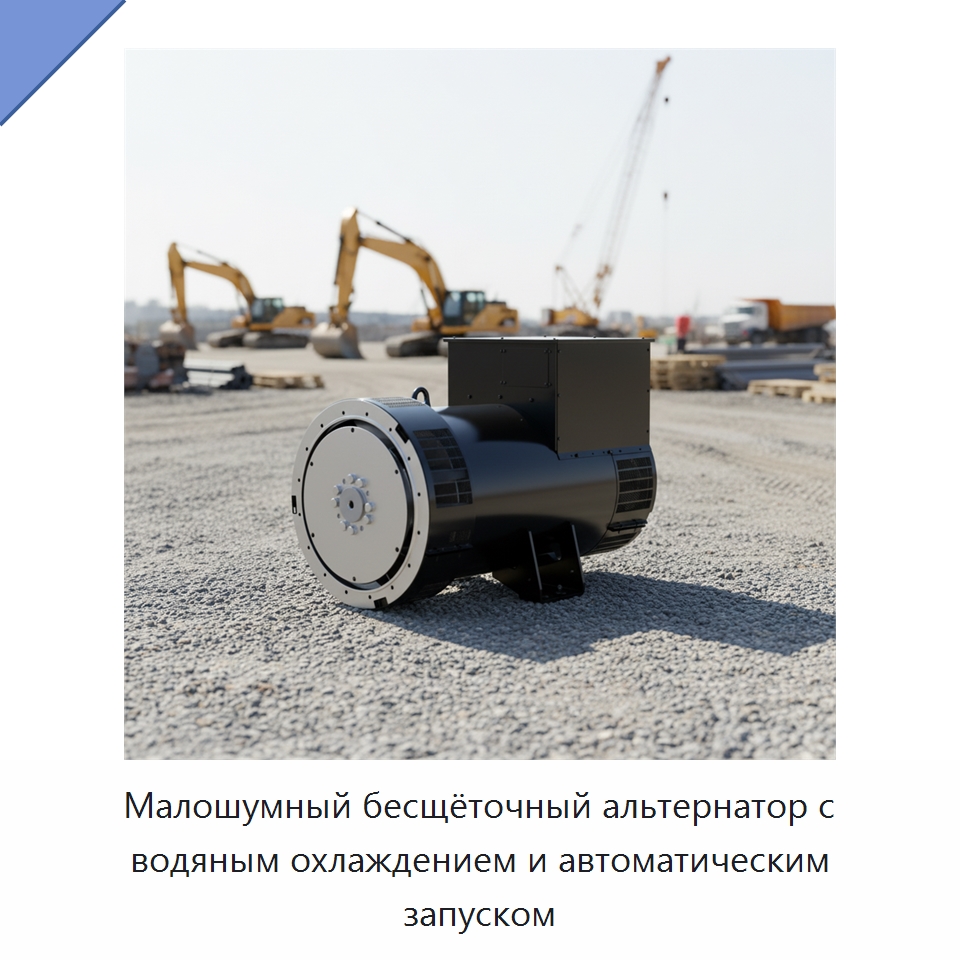 Малошумный бесщёточный альтернатор с водяным охлаждением и автоматическим запуском — Дизельные генераторы