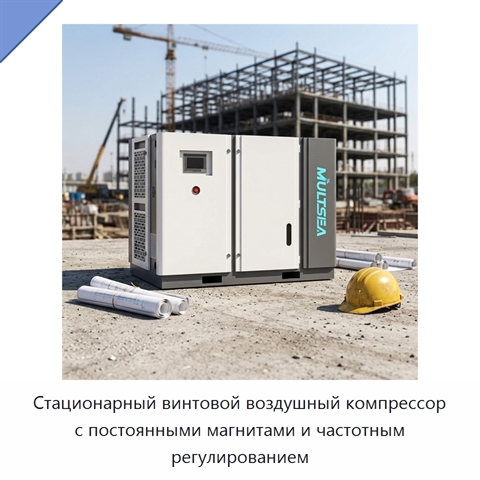 Стационарный винтовой воздушный компрессор с постоянными магнитами и частотным регулированием