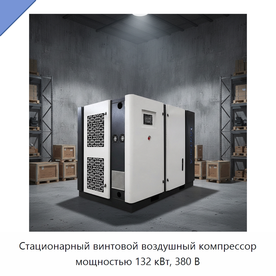 Стационарный винтовой воздушный компрессор мощностью 132 кВт, 380 В — Промышленные компрессоры