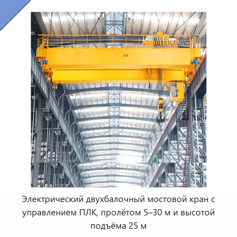 Электрический двухбалочный мостовой кран с управлением ПЛК, пролётом 5–30 м и высотой подъёма 25 м — Краны