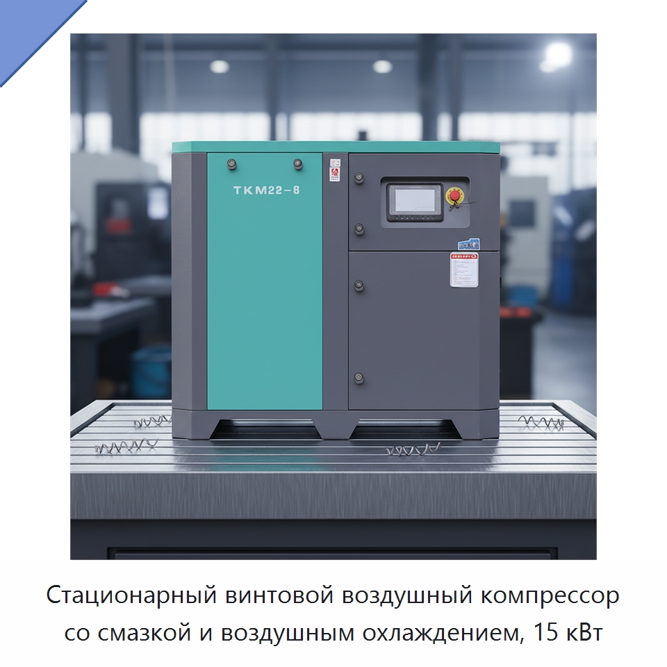 Стационарный винтовой воздушный компрессор со смазкой и воздушным охлаждением, 15 кВт — Промышленные компрессоры