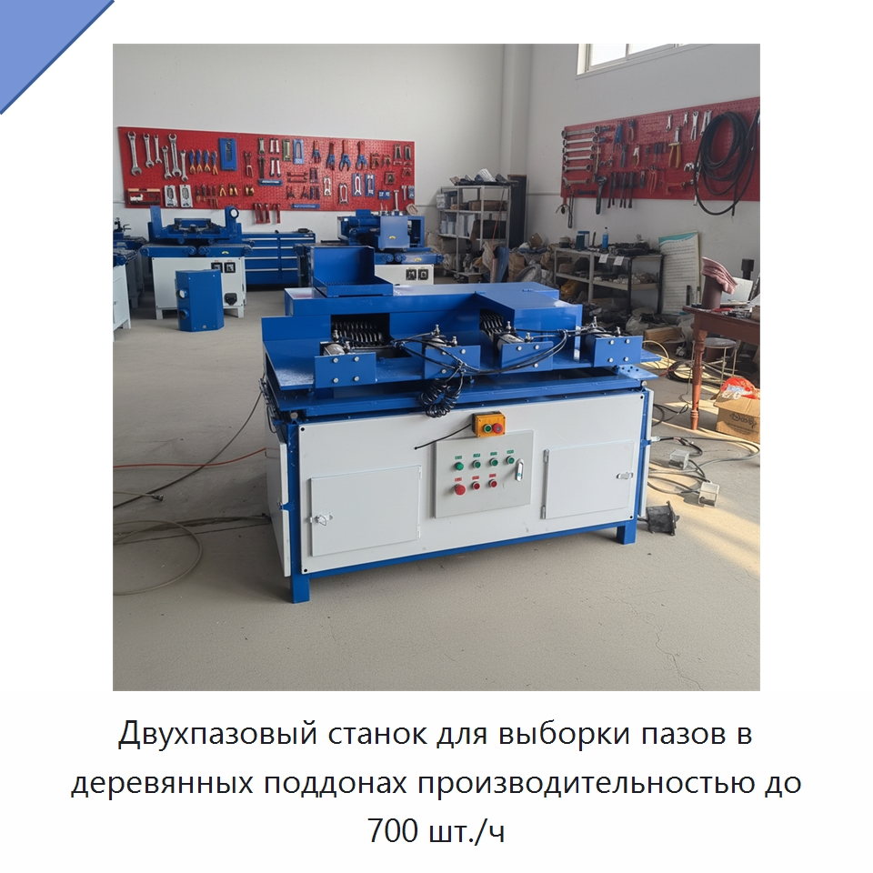Двухпазовый станок для выборки пазов в деревянных поддонах производительностью до 700 шт./ч — Специальное деревообрабатывающее оборудование