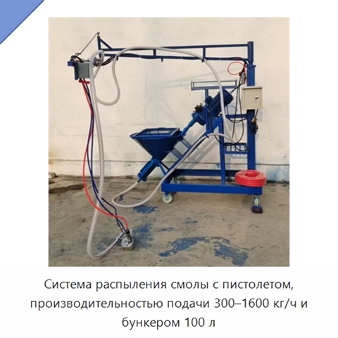 Система распыления смолы с пистолетом, производительностью подачи 300–1600 кг/ч и бункером 100 л