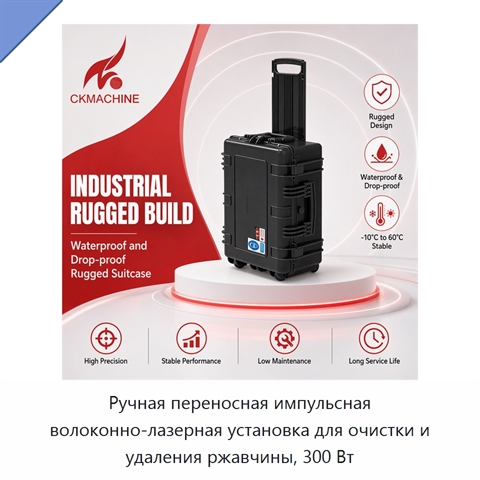 Ручная переносная импульсная волоконно-лазерная установка для очистки и удаления ржавчины, 300 Вт