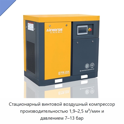 Стационарный винтовой воздушный компрессор производительностью 1,9–2,5 м³/мин и давлением 7–13 бар