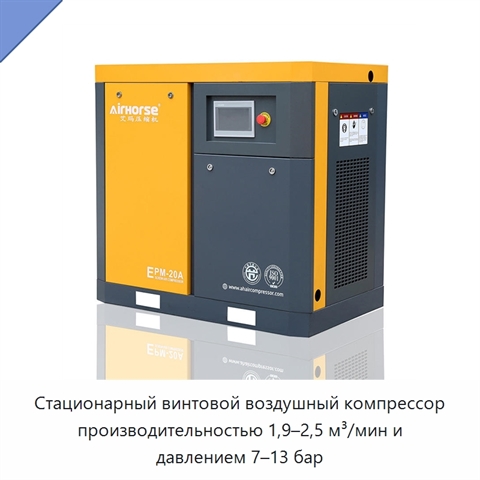 Стационарный винтовой воздушный компрессор производительностью 1,9–2,5 м³/мин и давлением 7–13 бар