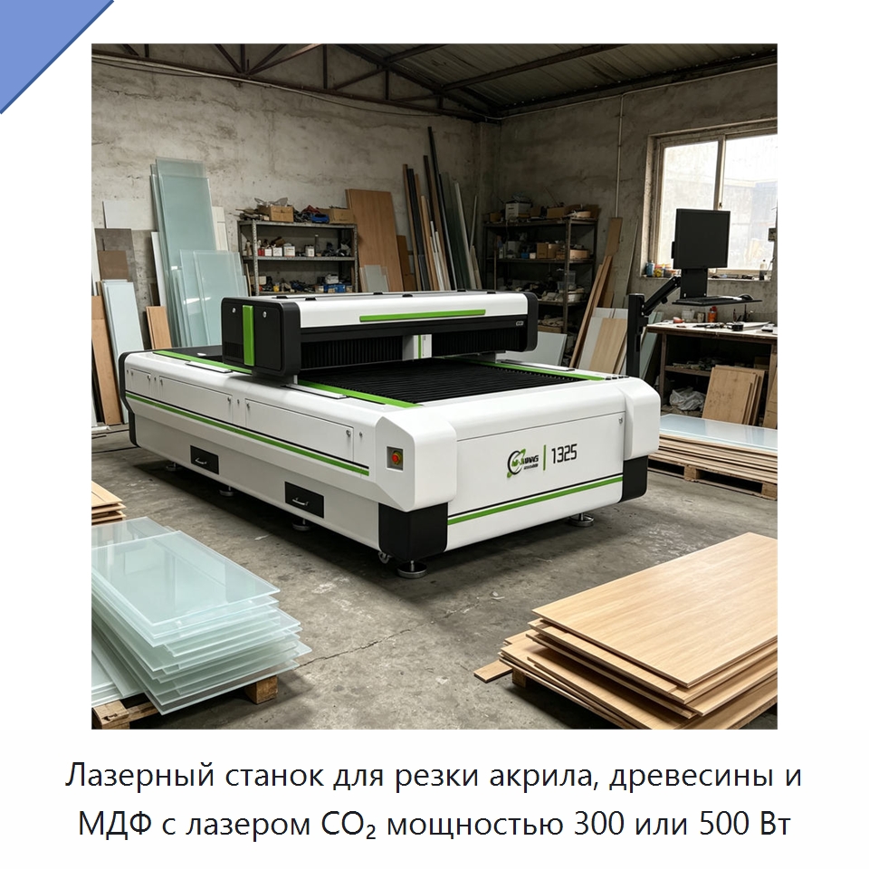 Лазерный станок для резки акрила, древесины и МДФ с лазером CO₂ мощностью 300 или 500 Вт — Станки лазерной резки