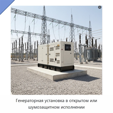 Генераторная установка в открытом или шумозащитном исполнении
