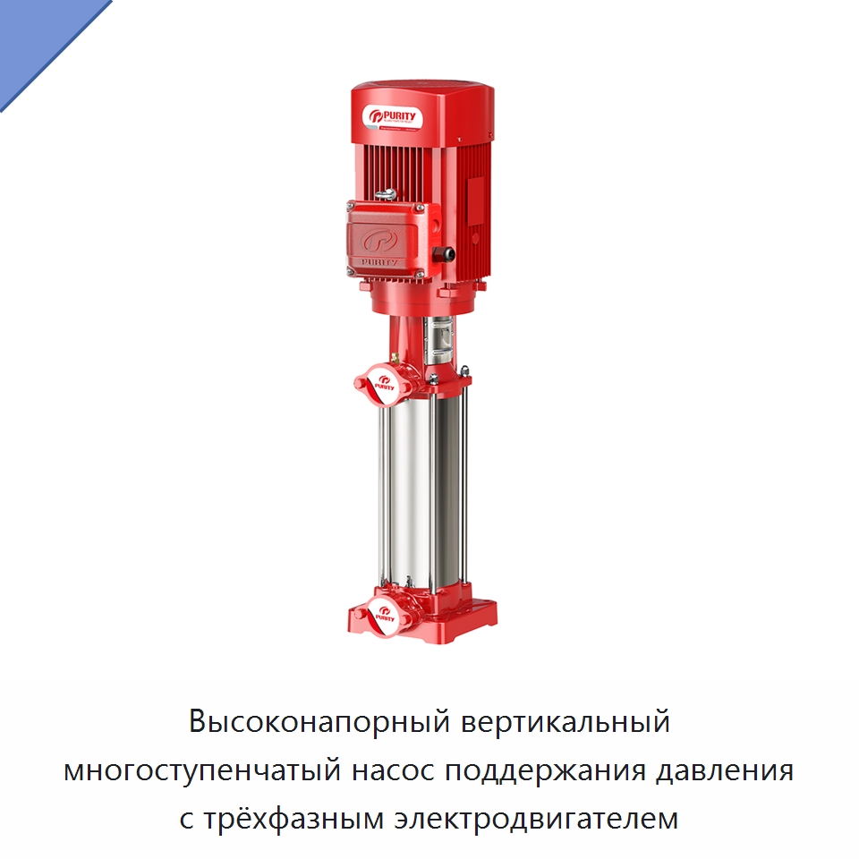 Высоконапорный вертикальный многоступенчатый насос поддержания давления с трёхфазным электродвигателем — Насосы
