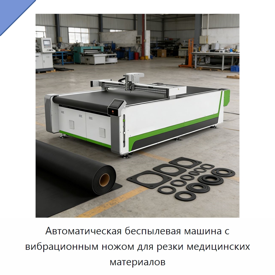 Автоматическая беспылевая машина с вибрационным ножом для резки медицинских материалов — Текстильное оборудование