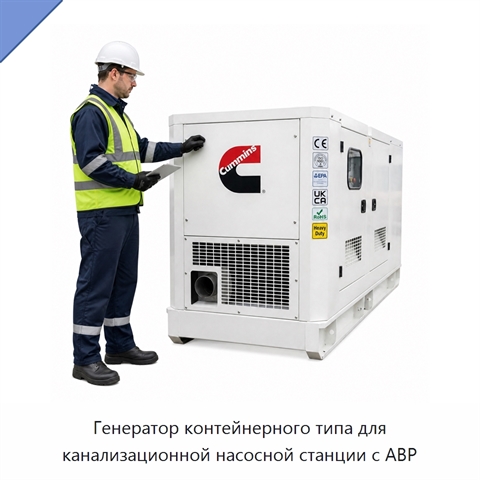 Генератор контейнерного типа для канализационной насосной станции с АВР