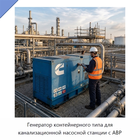 Генератор контейнерного типа для канализационной насосной станции с АВР
