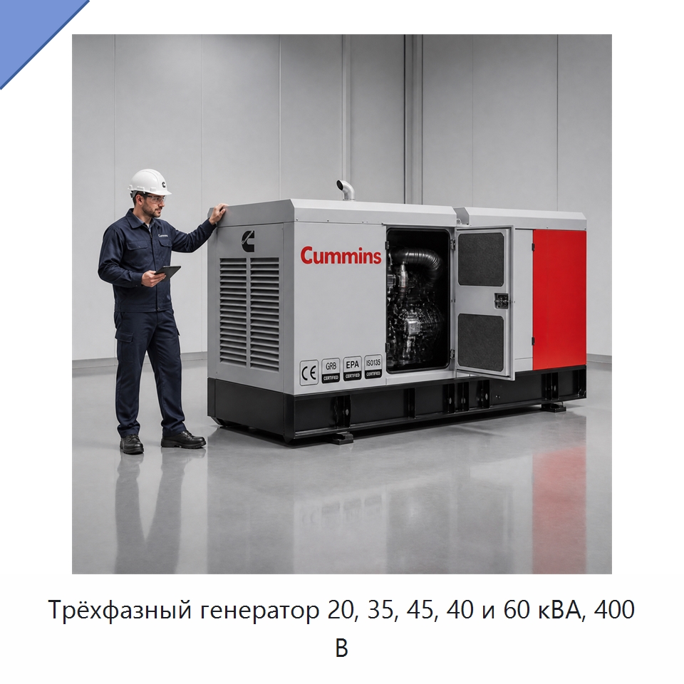 Трёхфазный генератор 20, 35, 45, 40 и 60 кВА, 400 В — Генерация электроэнергии