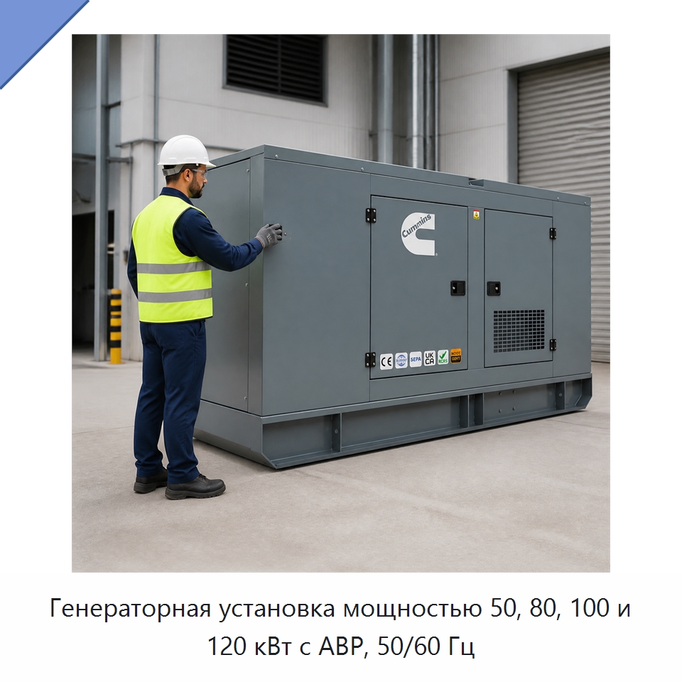 Генераторная установка мощностью 50, 80, 100 и 120 кВт с АВР, 50/60 Гц — Генерация электроэнергии