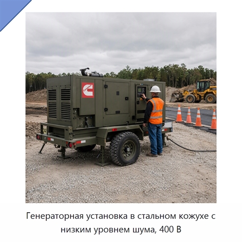 Генераторная установка в стальном кожухе с низким уровнем шума, 400 В