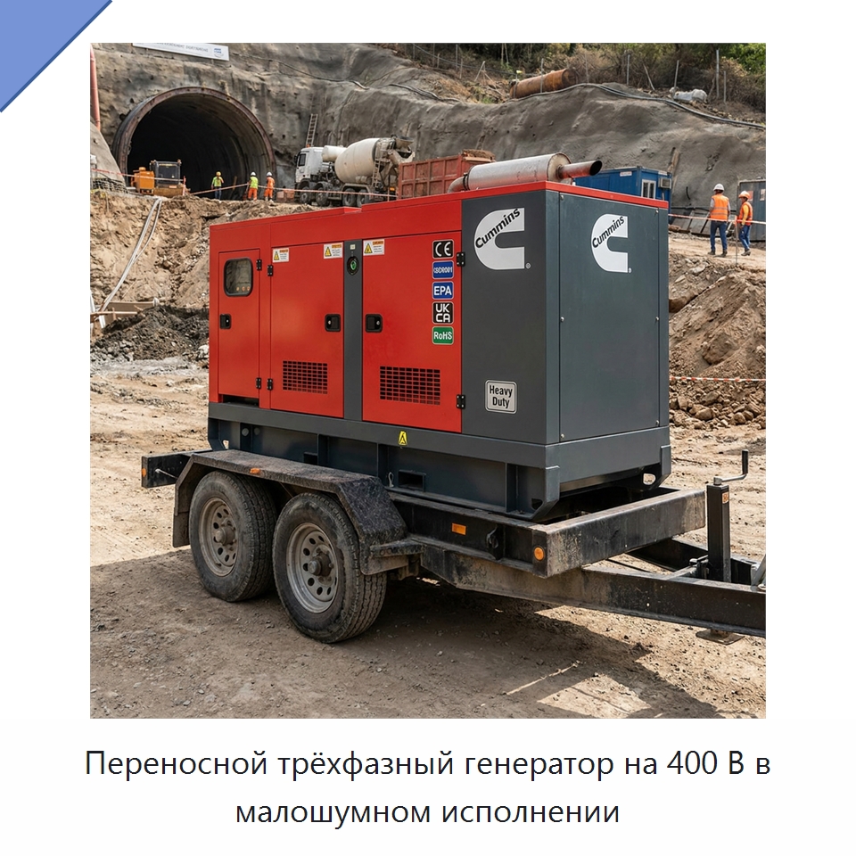 Переносной трёхфазный генератор на 400 В в малошумном исполнении — Генерация электроэнергии