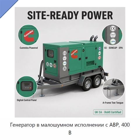 Генератор в малошумном исполнении с АВР, 400 В