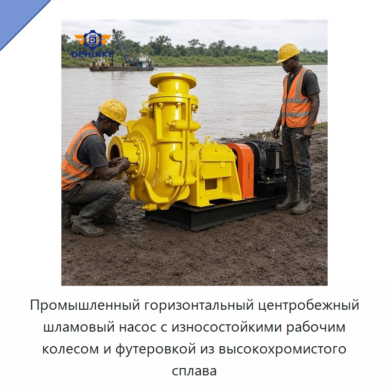 Промышленный горизонтальный центробежный шламовый насос с износостойкими рабочим колесом и футеровкой из высокохромистого сплава — Насосы