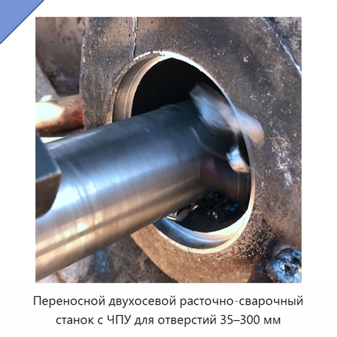Переносной двухосевой расточно-сварочный станок с ЧПУ для отверстий 35–300 мм