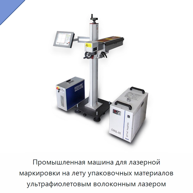 Промышленная машина для лазерной маркировки на лету упаковочных материалов ультрафиолетовым волоконным лазером — Лазерные маркировочные станки