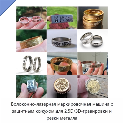 Волоконно-лазерная маркировочная машина с защитным кожухом для 2,5D/3D-гравировки и резки металла