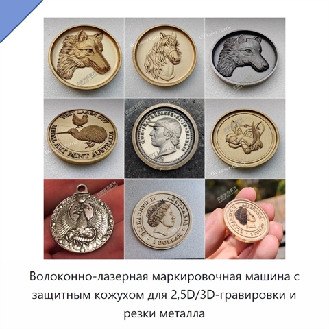 Волоконно-лазерная маркировочная машина с защитным кожухом для 2,5D/3D-гравировки и резки металла