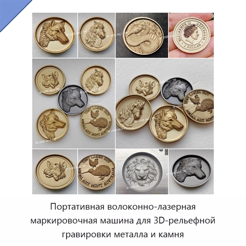 Портативная волоконно-лазерная маркировочная машина для 3D-рельефной гравировки металла и камня
