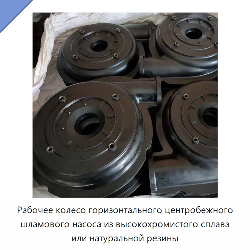 Рабочее колесо горизонтального центробежного шламового насоса из высокохромистого сплава или натуральной резины — Корпуса насосов