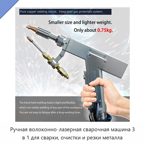 Ручная волоконно-лазерная сварочная машина 3 в 1 для сварки, очистки и резки металла