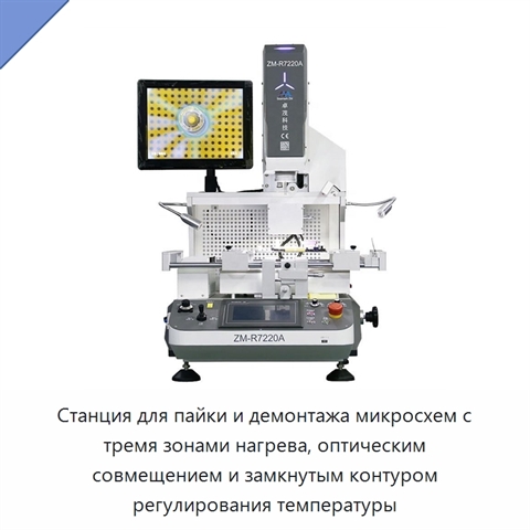 Станция для пайки и демонтажа микросхем с тремя зонами нагрева, оптическим совмещением и замкнутым контуром регулирования температуры