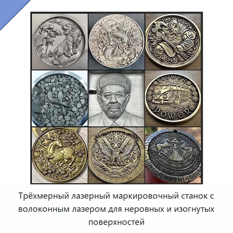 Трёхмерный лазерный маркировочный станок с волоконным лазером для неровных и изогнутых поверхностей