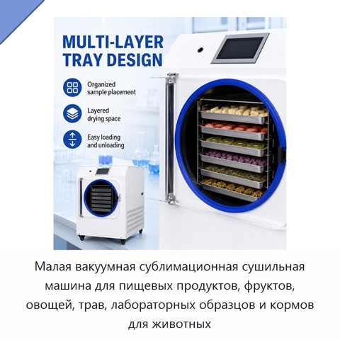 Малая вакуумная сублимационная сушильная машина для пищевых продуктов, фруктов, овощей, трав, лабораторных образцов и кормов для животных