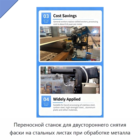 Переносной станок для двустороннего снятия фаски на стальных листах при обработке металла