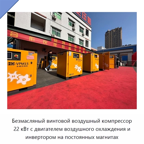 Безмасляный винтовой воздушный компрессор 22 кВт с двигателем воздушного охлаждения и инвертором на постоянных магнитах